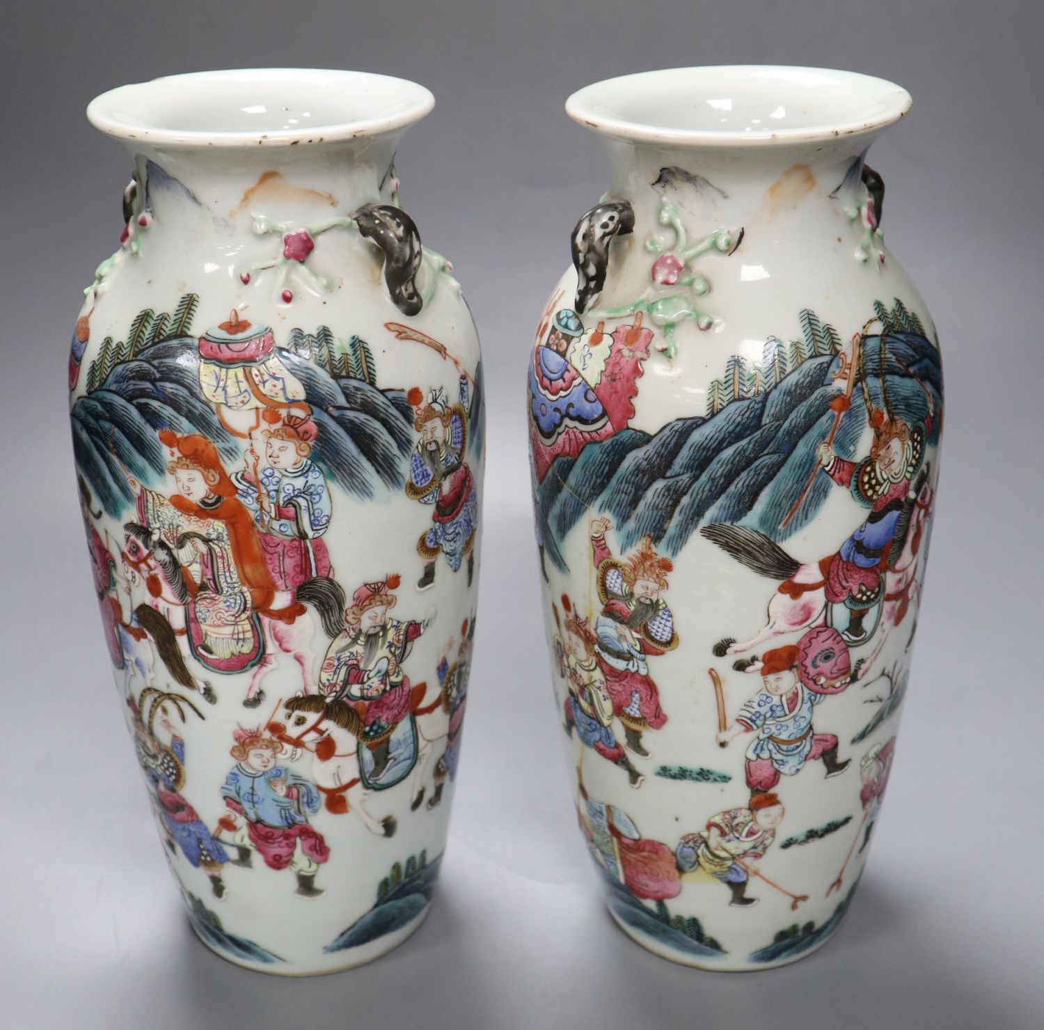 A pair of 19th century Chinese famille rose porcelain vases, height 29cm